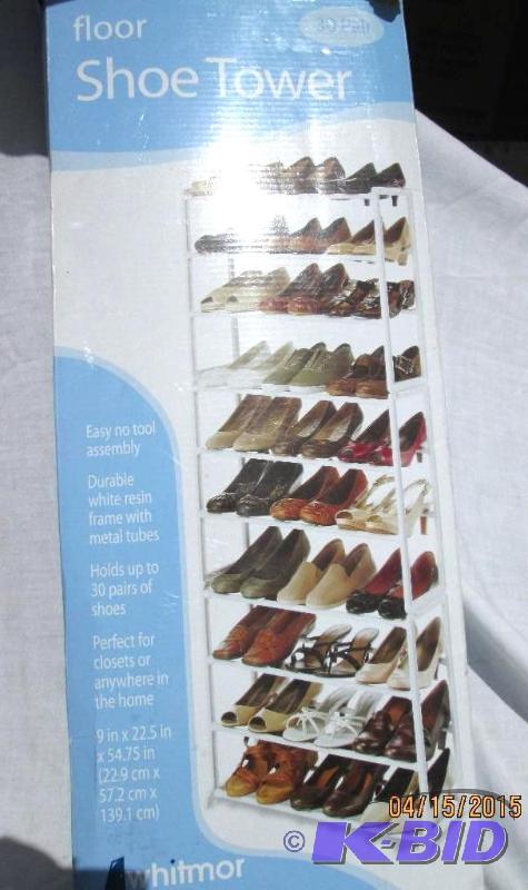 lot 71 image: Whitmor 30 Pair Floor Shoe Tower - Looks in G...