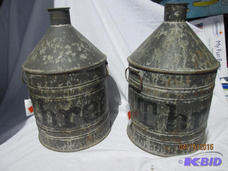 lot 75 image: Lot of 2 Metal Farm Buckets - Decoration Only...