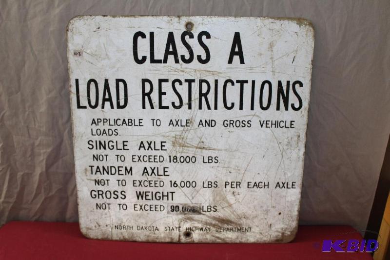 Vintage Class A Road Restrictions Metal Sign&...
