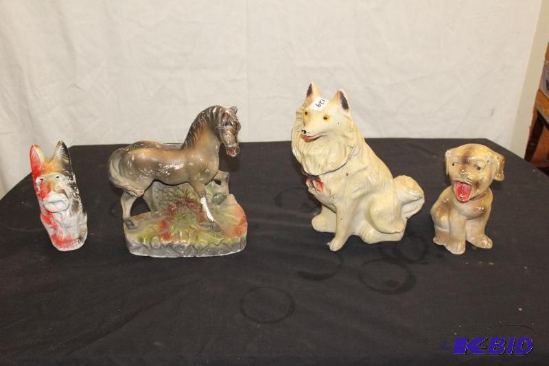 Vintage Chalkware&nbspDogs  Horse  Horse ha...