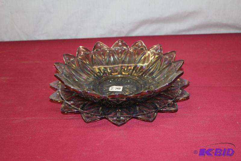 Carnival Glass Bowl and Platter&nbsp...