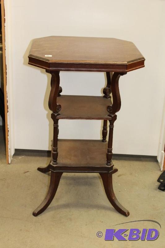 Beautiful Antique Three Tier Wood Table  &nbs...