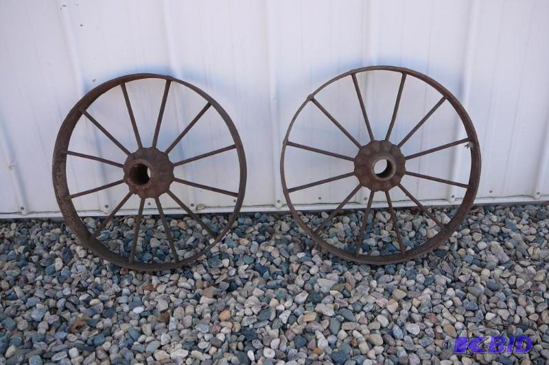 lot 17 image: Vintage Steel Wheels Pair 23 12 Diameter...