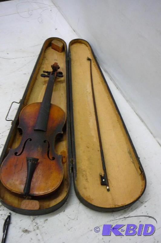 lot 49 image: Antique violin measures 23" long with ca...