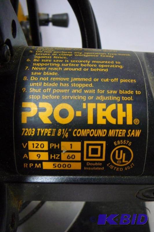 Compound Miter Saw 8 1/4 Pro Tech Model 7203 Estate 3 Generation