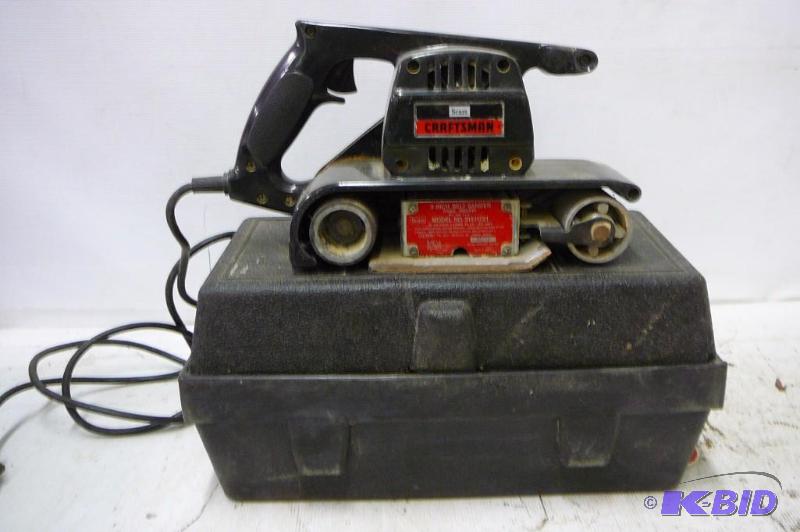lot 96 image: 3" Belt Sander Craftsman with Case Works...