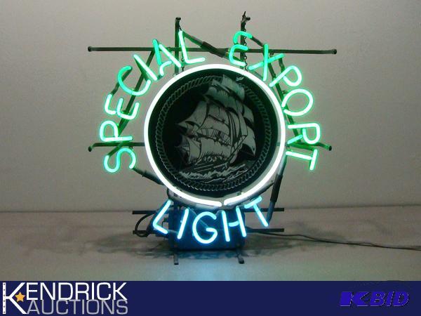 lot 1 image: Vintage Special Export Light Neon Sign