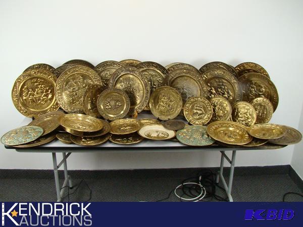 lot 21 image: 40 Vintage Collectible Brass Wall Plates
