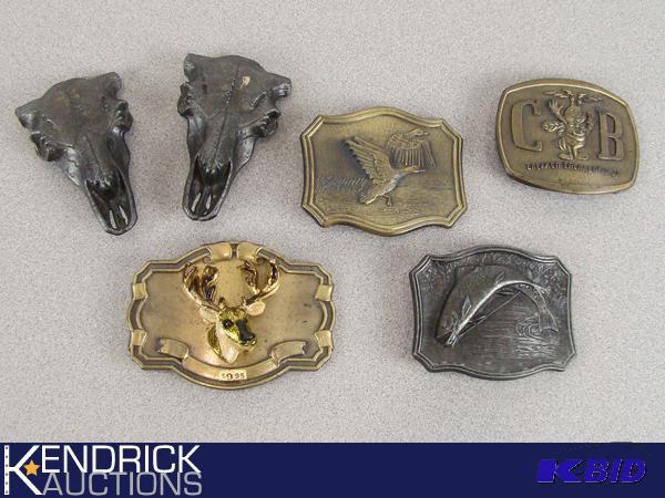 lot 36 image: 6 Vintage Metal Belt Buckles