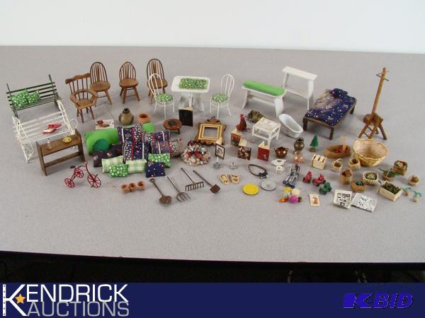 lot 41 image: Large Lot of Vintage Doll House Furniture, and Accessories