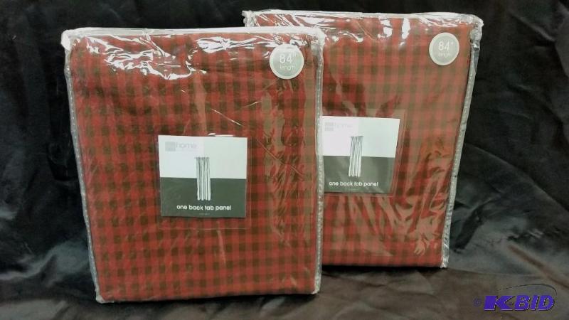 lot 14 image: Home Collection Black and Red Linen Tab Panel 41 W x 84 L