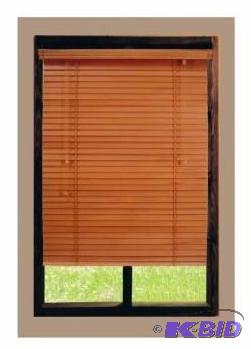lot 18 image: Home Decorators 2 in Real Wood Blinds Golden Oak.  Custom Cut New in Box. 34.5 x 64
