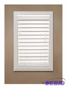 lot 25 image: Home Decorators White 2in. Faux Wood Blind.  Custom Cut 20 12 x 64 New in Box.