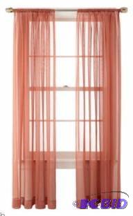 lot 9 image: Martha Window Voile Sheer Panels.  Set of Three.  New in Package Marsala color.