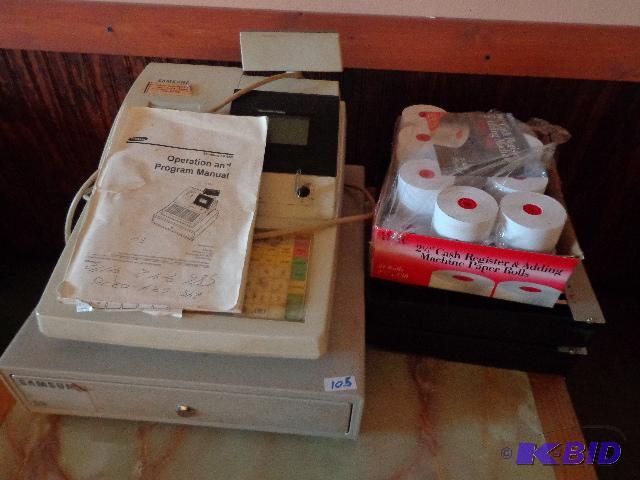 lot 105 image: Samsung Cash Register   has manual and key  2...