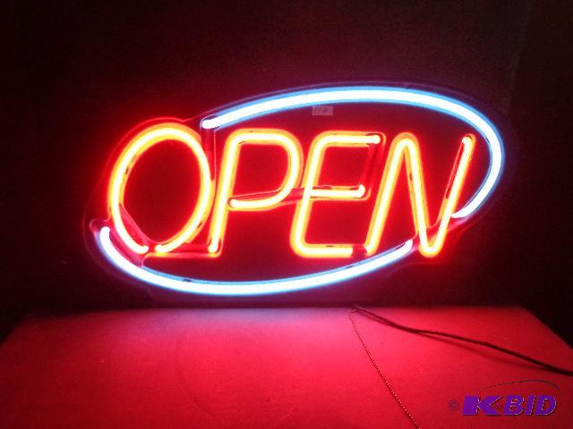 lot 110 image: Neon Open Sign   32.5 x 17  powers up ...