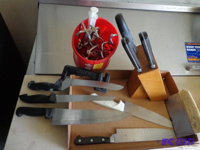 lot 126 image: Assorted Kitchen Utensils   Whisk  knives ...
