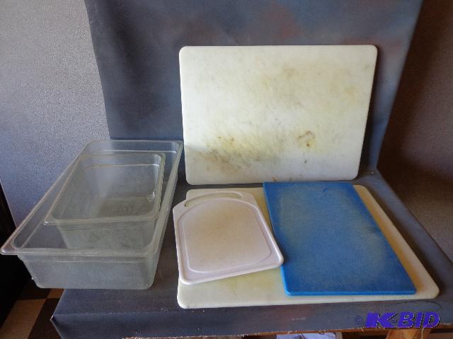 lot 137 image: (4)Cutting Boards and 2 Containers   74 x 17 ...