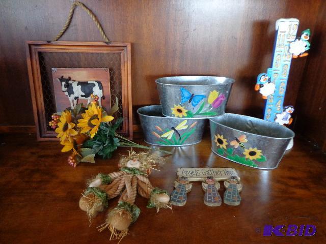 lot 157 image: Assorted Household Items   Cow picture  hangi...
