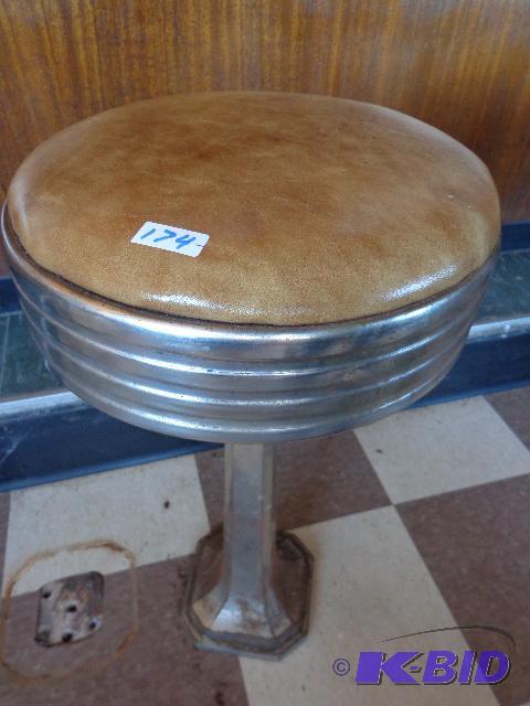 lot 174 image: Vintage Diner Stool   Stool is 25" high ...
