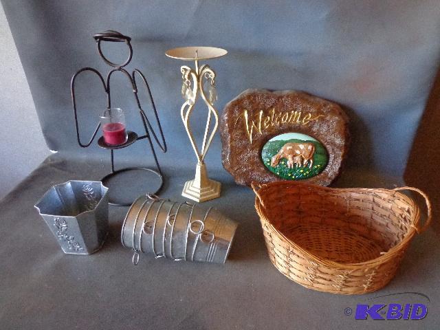 lot 176 image: Box of Assorted Decoration Items   Candle hol...