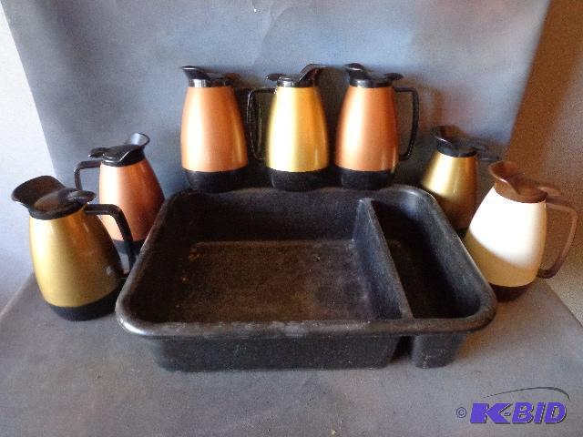 lot 177 image: (7)Thermo Coffee Pots and Serving Tray   pots...