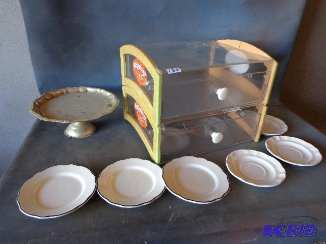 lot 186 image: 2 Tier Bakery Storage, Plates and Serving Tra...
