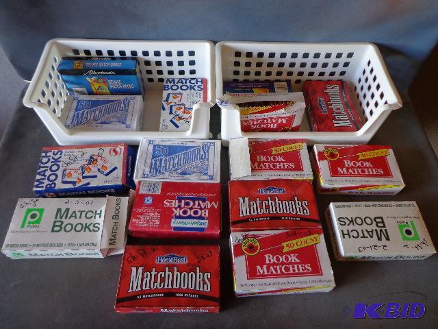 lot 196 image: (16) Boxes of Matches and (2) Storage Baskets...