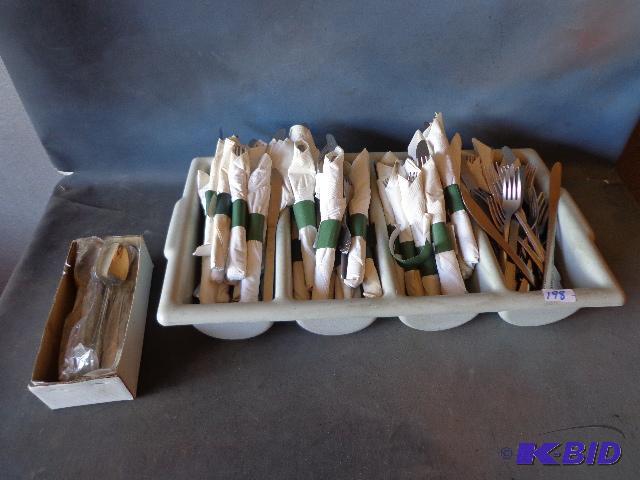 lot 198 image: Sorting Tray filled with Spoons, Knives and F...