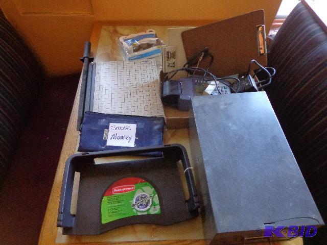 lot 209 image: Boston Paper Trimmer Rubbermaid Stackable Tra...