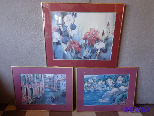 lot 214 image: Flower Pictures   20 x 24 Town picture  28 x ...
