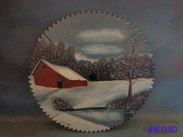 lot 218 image: 16" Winter Scene sawblade...
