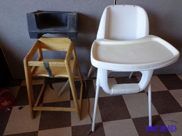 lot 220 image: Cocso High Chair and Wood High Chair   Remova...