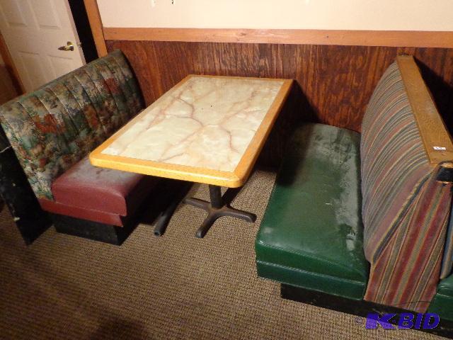 lot 55 image: Set of Booths   2 -tables 46 x 30 x 26  4- Bo...