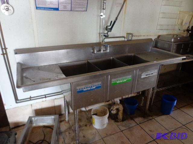 lot 6 image: 3 Station Wash Sink   Wash, rinse, sanitizer ...