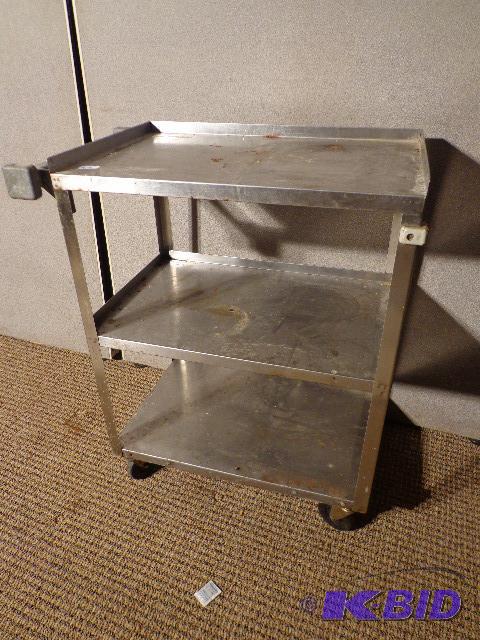 lot 62 image: 3 Shelf Push Cart   32 x 24 ...