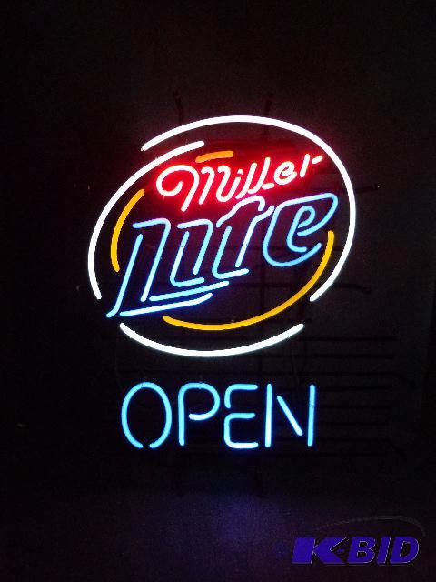 lot 94 image: Miller Lite Neon Open Sign   27 x 22.5  power...