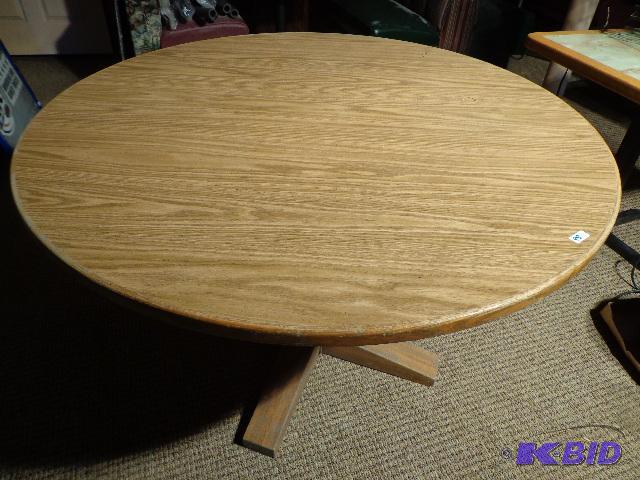 lot 98 image: Round table   4" dia    31" tall ...
