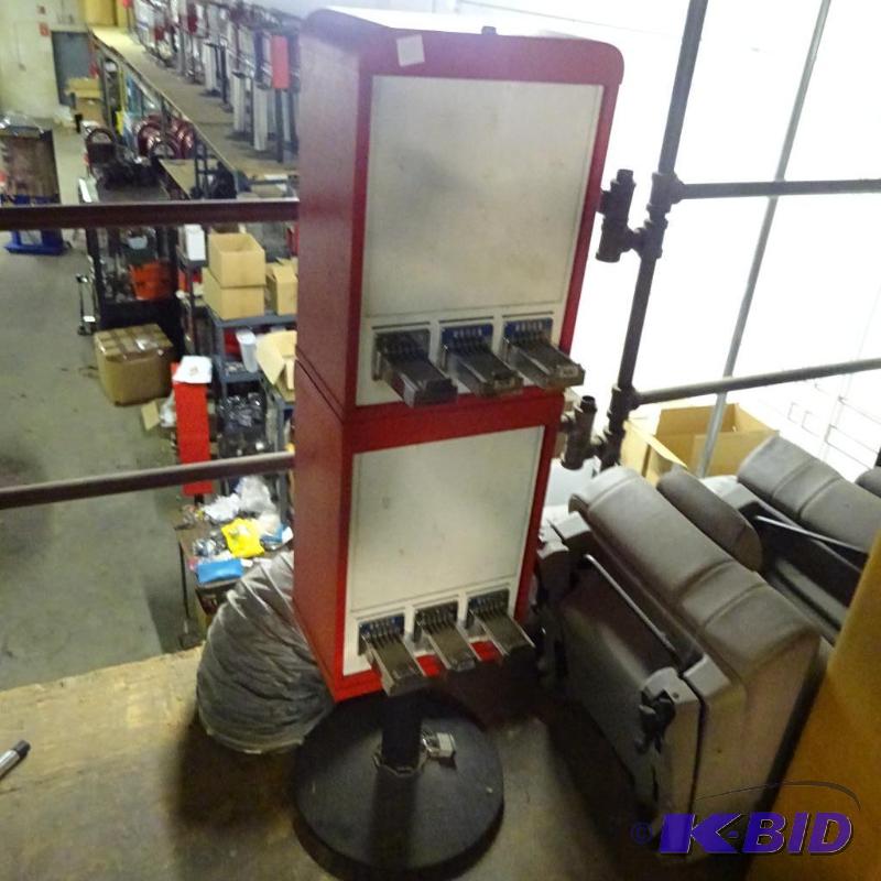 6 column stand up sticker machine. No key...