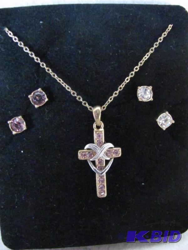 June Birthstone Cross Pendant Set