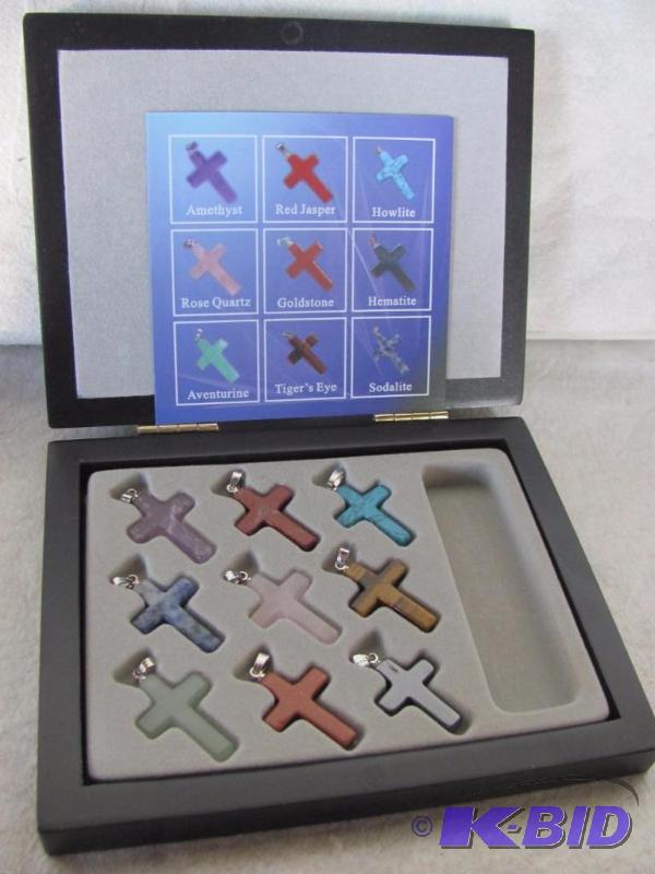 Genuine Gem Cross Pendant Set