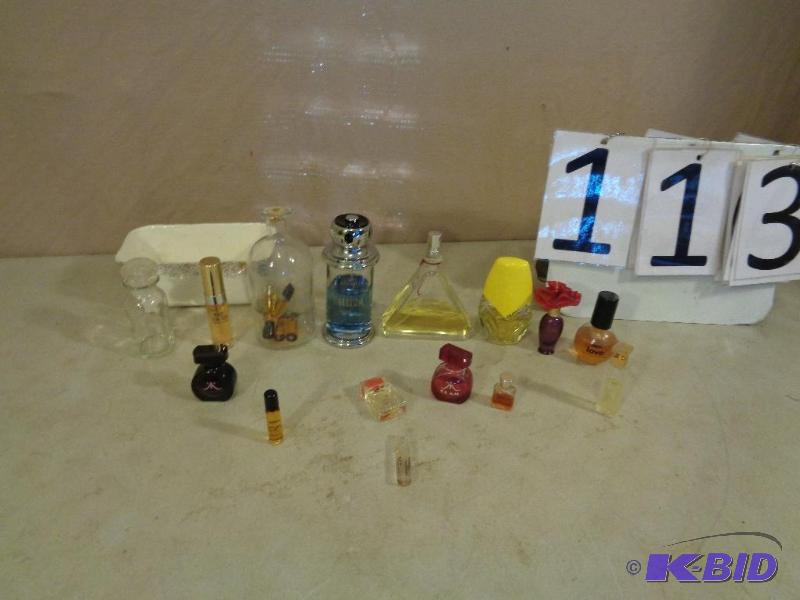 lot 113 image: Perfume and Empty Perfume Bottles. Most are p...