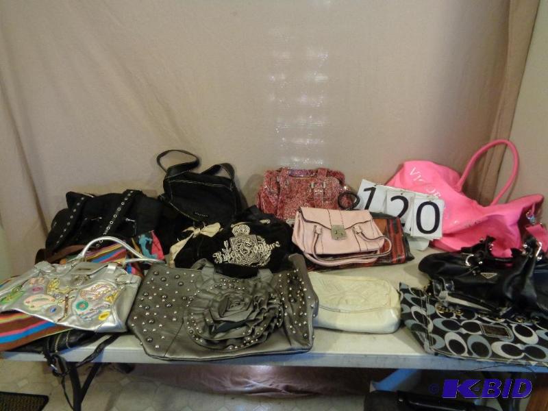 lot 120 image: Bags and Purses. Coach, Prada, Juicy, Kenneth...