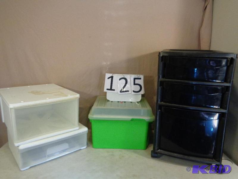 lot 125 image: 3 Drawer Storage Tower, 2 Storage Drawers, an...