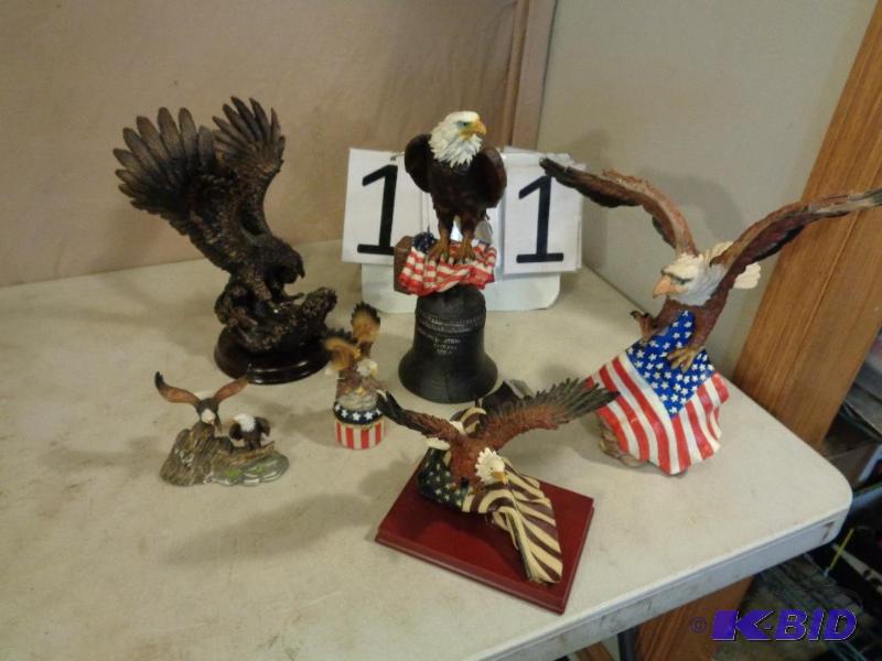 lot 131 image: Collectible Eagles. One needs to be reglued a...