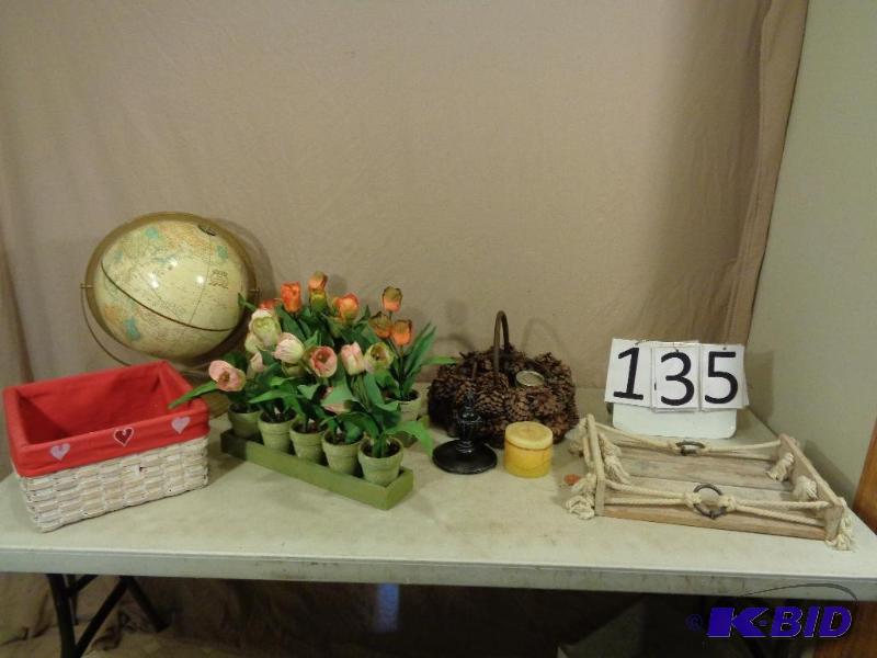 lot 135 image: Globe, Baskets, Artificial Flower Pots and Ho...