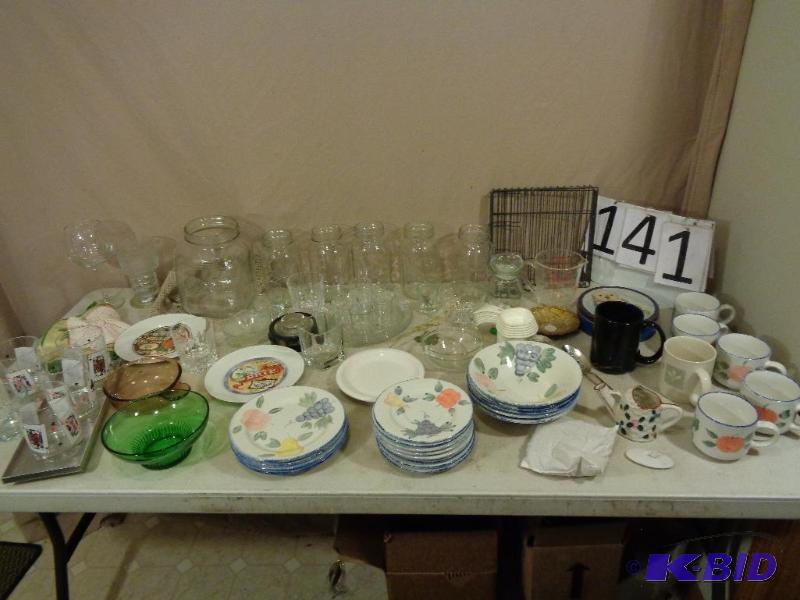 lot 141 image: Mugs, Glasses, Bowls, Plates, Jars, Measuring...