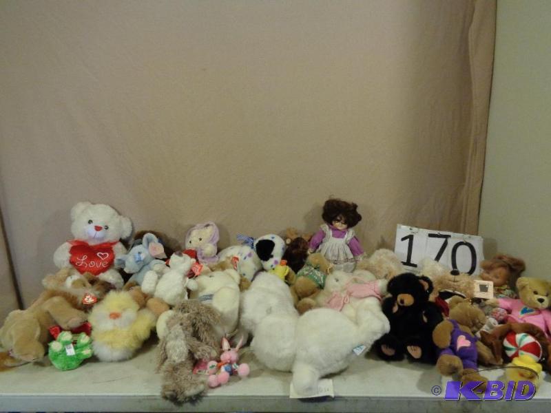 lot 170 image: Beanie Babies, Porcelain Doll, Stuffed Animal...