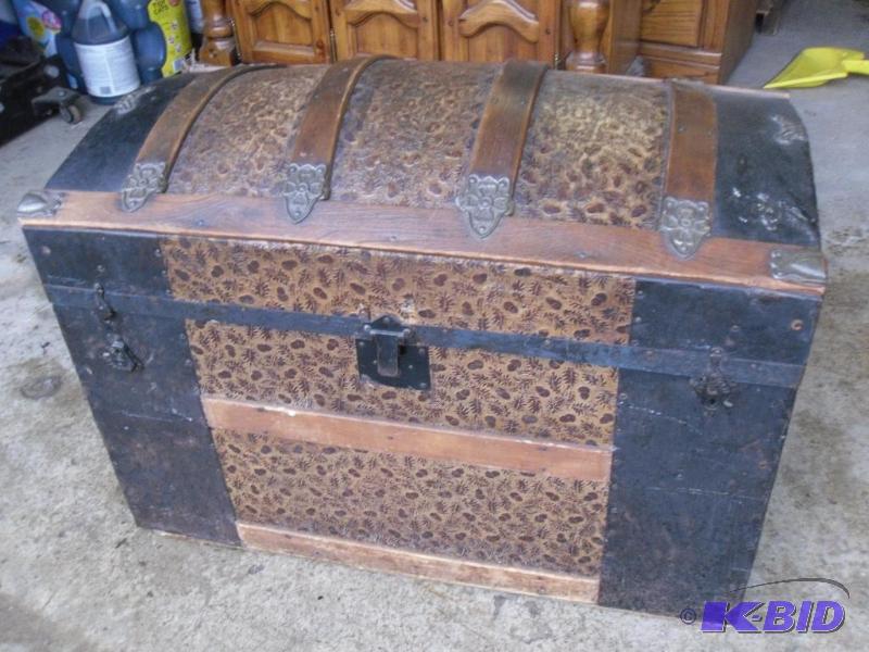 lot 1A image: Antique Humpback Trunk. Research online shows...