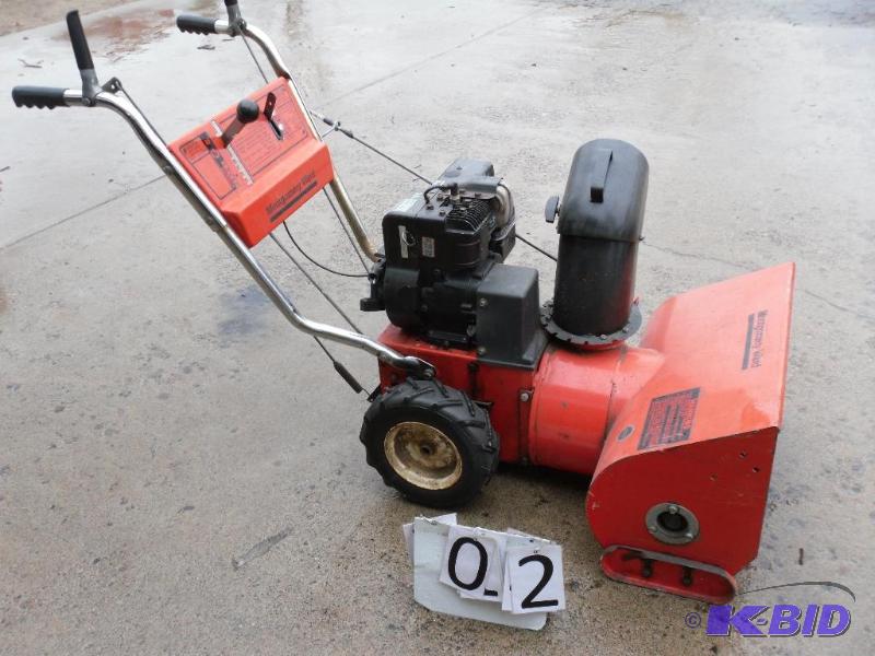 lot 2 image: Montgomery Ward Snowblower. 24", 5HP Bri...